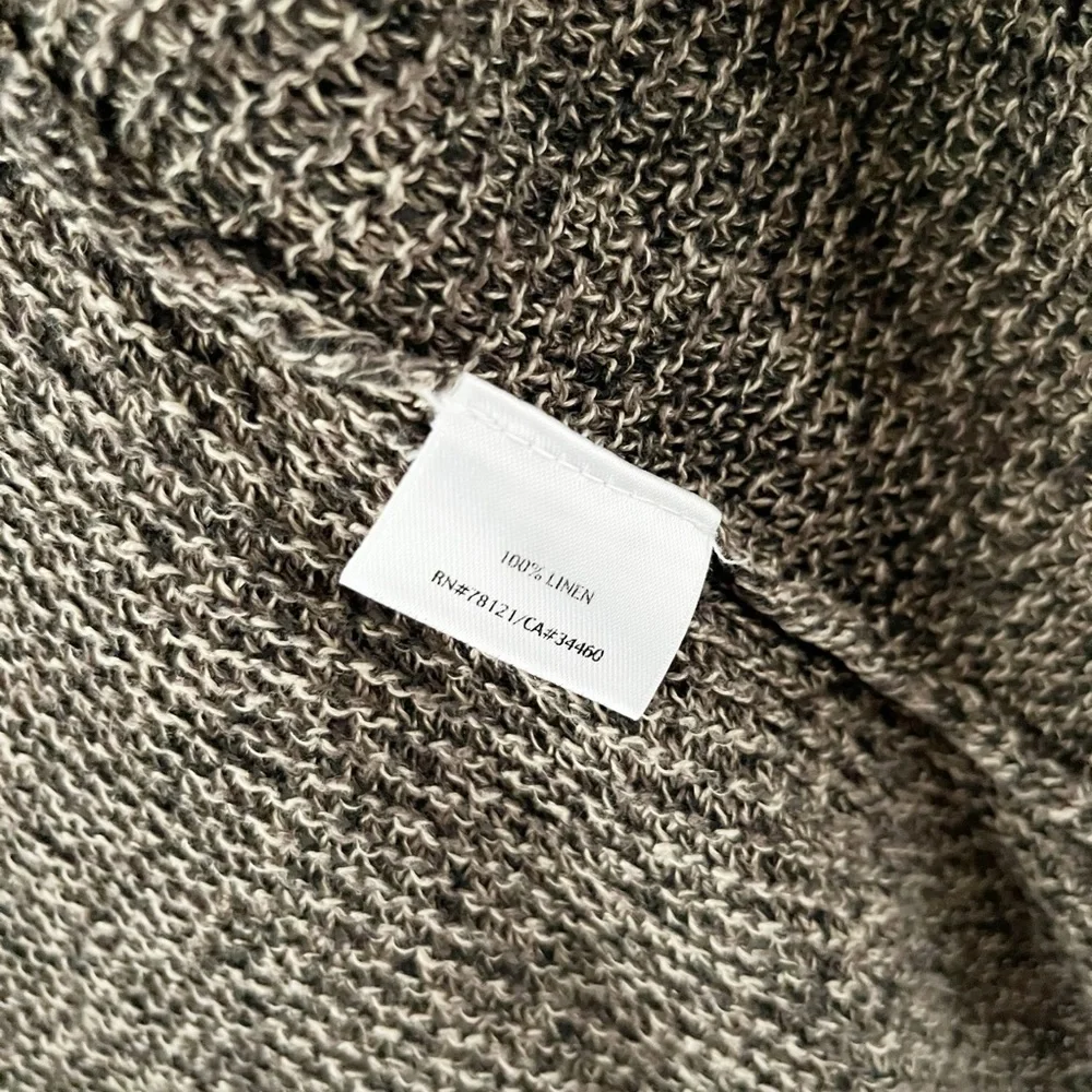 Eileen Fisher System Brown Open-Front 100% Linen Cardigan Sweater Size Small